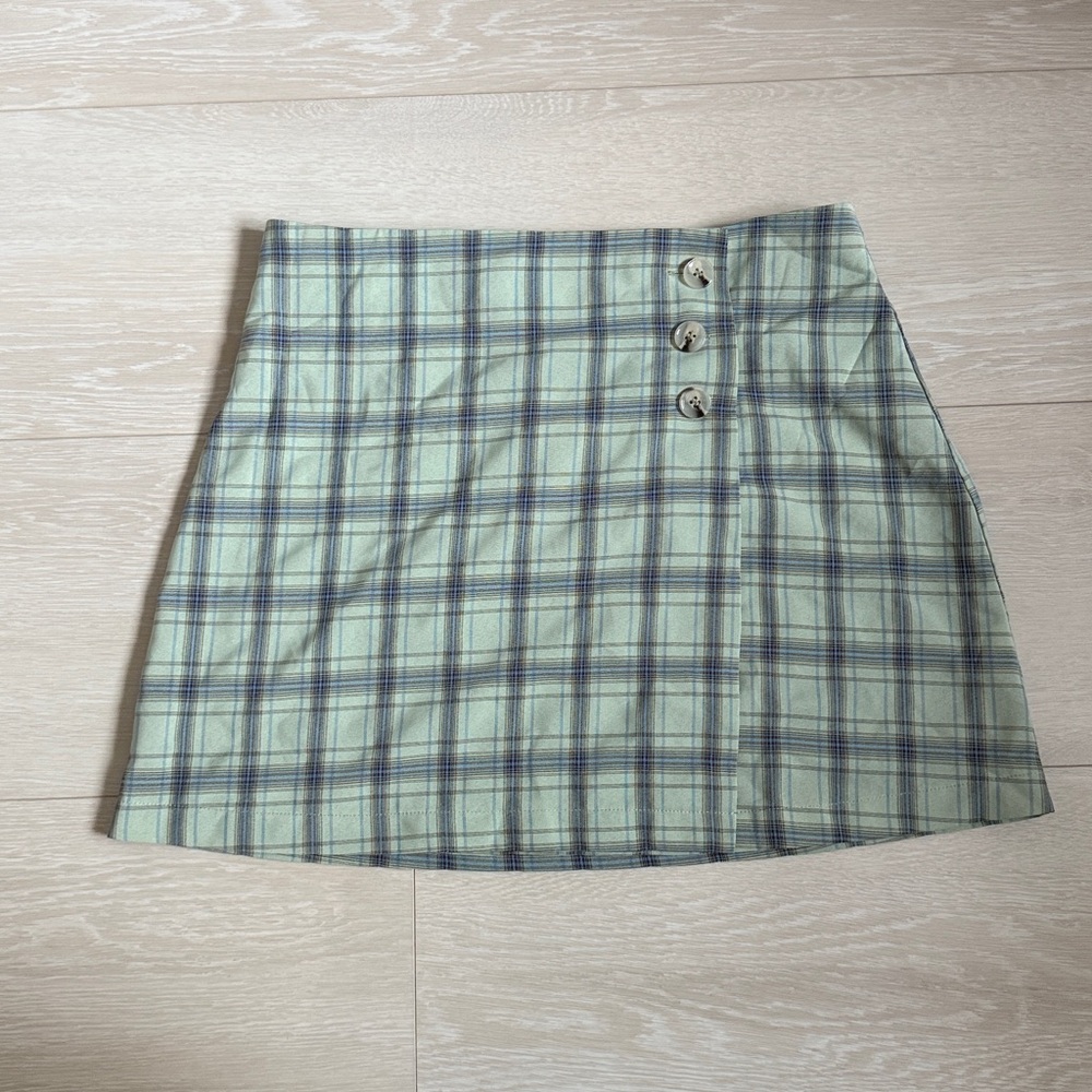 ✨Rumor Vintage Stylish Green Plaid Mini Skirt - Picture 2 of 8